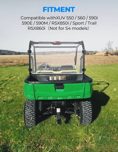 Vista 2 de KEMIMOTO Parabrisas Trasero Compatible con John Deere Gator XUV 550 560 590i 590E 590M RSX850i Sport Trail RSX860i No para Modelos S4 Ventana