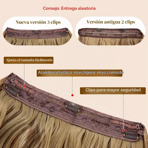 Vista 4 de SARLA Extensión de Cabello con Alambre Invisible con 3 Clips Pieza de Cabello Sintética Corta de Ondas de Playa Diadema Transparente Ajustable