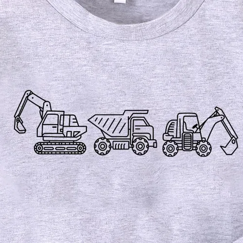 Vista 3 de Camisetas de manga larga para niños pequeños, camisetas de algodón con gráfico de excavadora