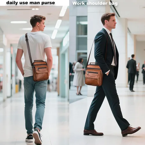 Vista 4 de NIUCUNZH Bolso de hombre de cuero genuino para hombre, bolso bandolera para hombre, bolso pequeño de mensajero