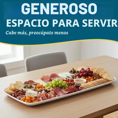 Vista 2 de Bandeja rectangular blanca para servir (paquete de 2) – Bandeja desechable de 17.5 pulgadas para aperitivos, frutas y platos para servir, bandeja