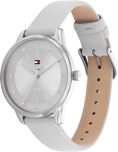 Vista 2 de Tommy Hilfiger 1782542 - Caja de acero inoxidable y correa de cuero para mujer, color gris, Gris