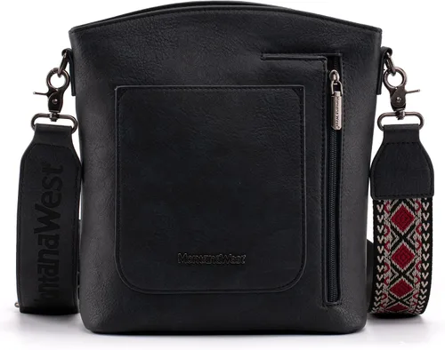 Vista 2 de Montana West Bolso cruzado grande con bolsillo con cremallera múltiple con correa de guitarra