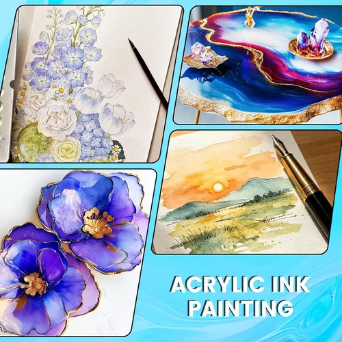 Vista 9 de Alcohol Ink - 54 Colors Alcohol Ink Set, Quick Dry Acrylic Drawing Inks