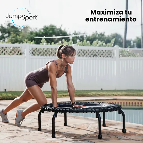 Vista 6 de JumpSport Rebotador de entrenamiento para adultos, mini trampolín de fitness Negro