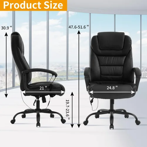 Vista 2 de Silla de oficina grande y alta para personas pesadas, 500 libras, silla de computadora de piel sintética, silla de escritorio de masaje, silla