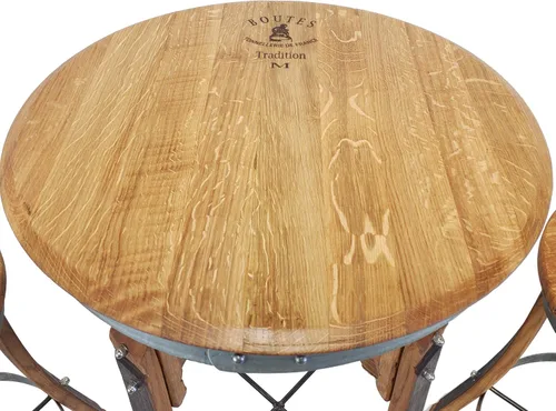 Vista 5 de Juego de taburetes superiores giratorios de alta calidad – Barril de vino hecho a mano Muebles de barril de vino (taburetes con respaldo)