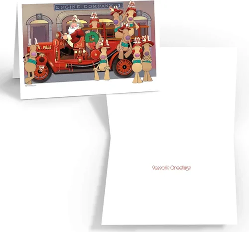 Vista 3 de Stonehouse Collection Tarjetas navideñas de bomberos – 16 tarjetas navideñas en caja de bomberos, rescate de bomberos, camión de bomberos (surtido)