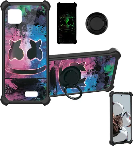 Vista 53 de Aroepurt Funda compatible con Nothing Phone 2a Phone Case Cover [PC duro + silicona suave] [soporte de anillo] [efecto luminoso] YGH-BQ