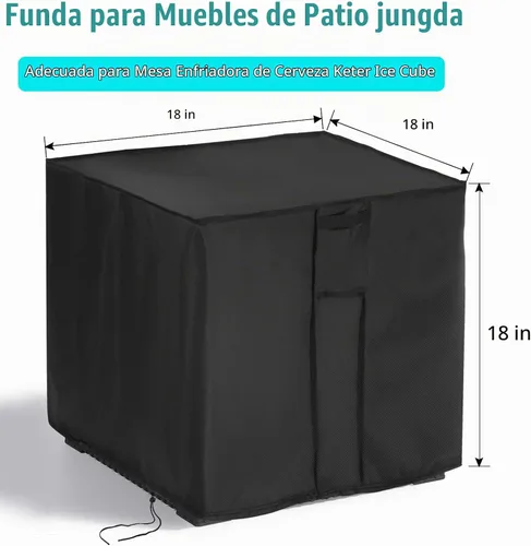 Vista 2 de Cubierta de Mesa al Aire Libre Cuadrada de 18 Pulgadas, Cubierta de Mesa de Patio para Mesa Refrigeradora de Hielo Cubo de Cerveza Keter, Cubierta