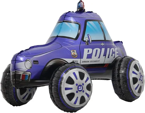 Vista 11 de 4D auto de pie vehículo SUV carreras coche policía aluminio globo decoración niño fiesta de cumpleaños decoración de fondo decoración baby shower