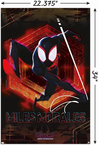 Vista 3 de Marvel Spider-Man: Across the Spider-Verse - Póster de pared Miles, 34 pulgadas de largo x 22.4 pulgadas de ancho, versión sin marco