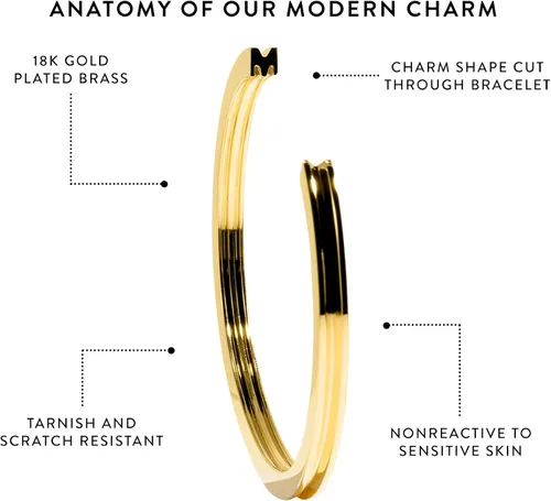 Vista 3 de Stella Valle Initial Charm Bracelet - 18K Gold Plated Brass Cuff Bracelet in the Shape of Initial