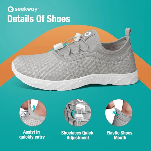 Vista 4 de SEEKWAY Zapatos de agua para hombre y mujer, secado rápido, zapatos acuáticos descalzos, playa, caminar, kayak, canotaje, deportes acuáticos SP006