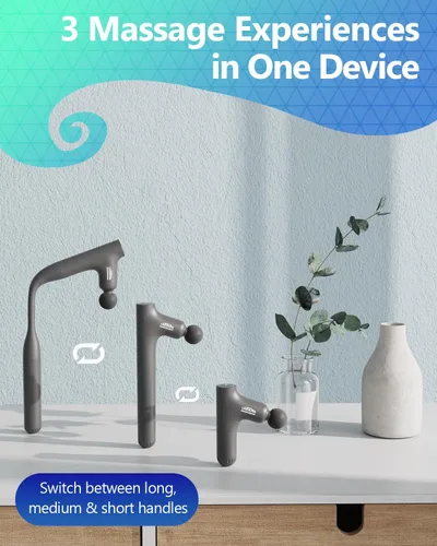 Vista 4 de 3-en-1 Pistola de masaje desmontable de tejido profundo, masajeador de espalda ergonómico con mango extensible para alivio del dolor, masajeador