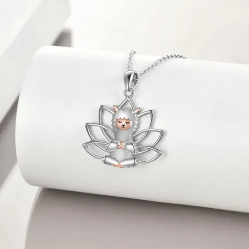 Vista 5 de POPLYKE Collar de plata de ley con colgante de elefante, gato, llama, para mujer, hija, regalo de cumpleaños
