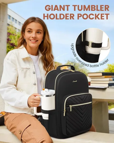 Vista 2 de LOVEVOOK Laptop Backpack for Women,Quilted Work Travel College Laptop Bag