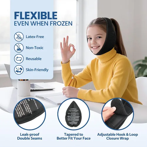 Vista 3 de LotFancy Envoltura para la Cabeza con Paquete de Hielo para Muelas del Juicio, Paquete de Hielo Facial para Alivio del Dolor de Muelas y Mandíbula