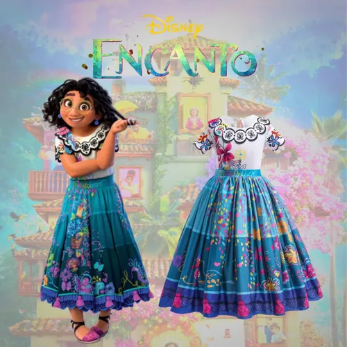 Vista 5 de Disfraz de Encanto Mirabel para niños, disfraz de Halloween y princesa, con lentes y aretes