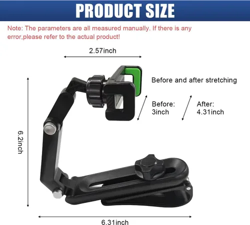 Vista 2 de Craedli Soporte giratorio de 360° para teléfono para visera solar de automóvil, plegable y retráctil, soporte universal para teléfono celular