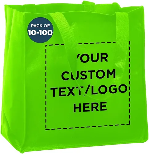 Vista 10 de DISCOUNT PROMOS Juego de 10/50/100 bolsas de tela reutilizables personalizadas, paquete a granel personalizado, plegable, lavable, bolsa de compras