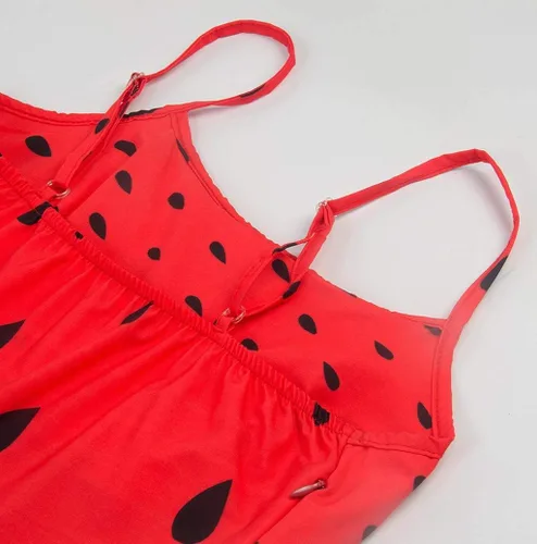 Vista 4 de Photno Vestido de cóctel para mujer, sin mangas, con estampado de sandía, rockabilly, vestidos rojos