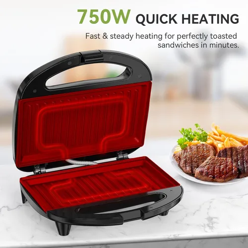 Vista 3 de OSTBA Panini Press Sandwich Maker, 2 rebanadas Sandwich Tostador Grill