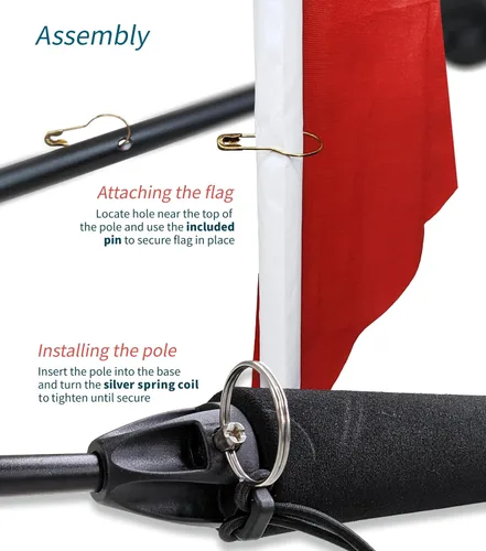 Vista 8 de Pactrade Marine Bandera de kayak con luz – Kit portátil de barra de bandera de 360 grados de luz blanca y barco para riel de pista y soporte de caña