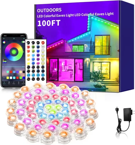 Vista 8 de Luces RGB Permanentes para Exteriores de 60 Pies, Luces LED Inteligentes Impermeables para Aleros, Luz Permanente para Exteriores con Control por