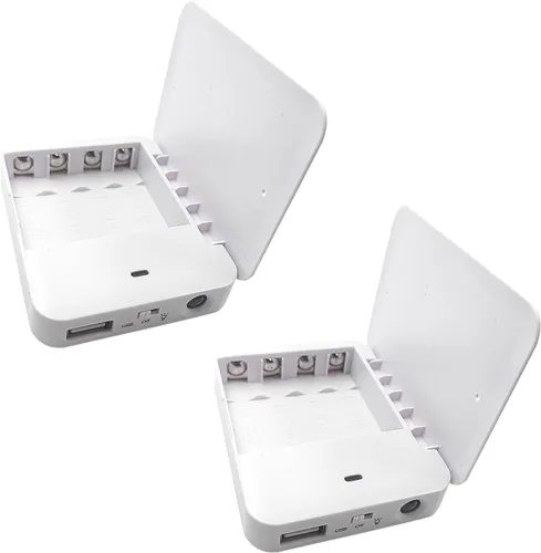 Vista 9 de Cargador de teléfono operado por batería con LED Banco de energía portátil con batería USB de emergencia alimentado por 4 pilas AA