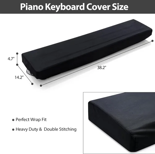 Vista 4 de Cubierta antipolvo para teclado de piano de 61 teclas, cubiertas protectoras ajustables a prueba de polvo y suciedad, cubierta completa, cierre