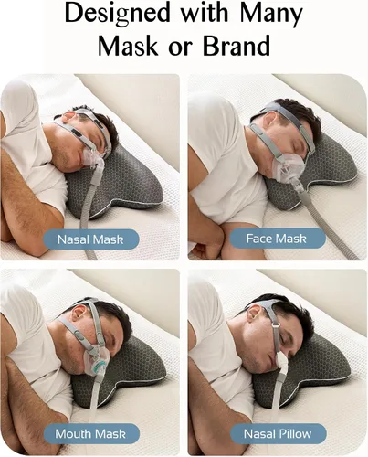 Vista 4 de HSA/FSA Almohada de camping, almohada CPAP de espuma viscoelástica plegable para todos los usuarios de CPAP Almohada de viaje pequeña con funda
