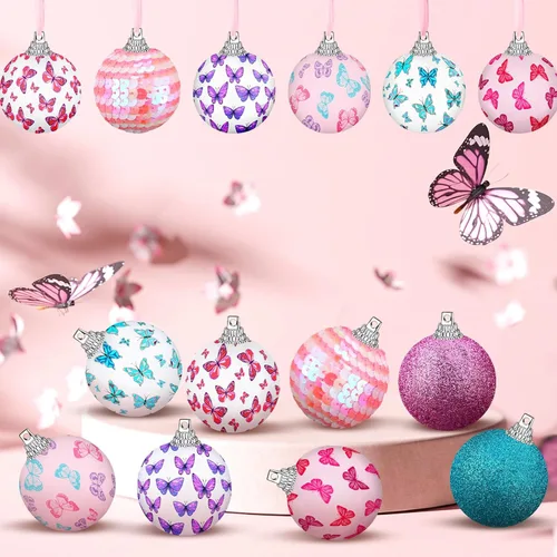 Vista 2 de Zeyune 16 adornos de árbol de primavera de 1.97 pulgadas, decoraciones de mariposa de verano para árbol pequeño, adornos de bolas de vacaciones