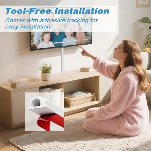 Vista 7 de Ocultador de cable de silicona de 39 pulgadas para 1 cable, cubierta de cable autoadhesiva flexible de apertura lateral para cables en TV de montaje