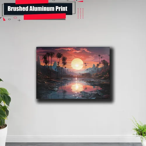 Vista 5 de Neon Sunset Vibes Florida Synthwave Sunset Framed poster Print, Retro Miami Style Wall Art, poster, Art Print