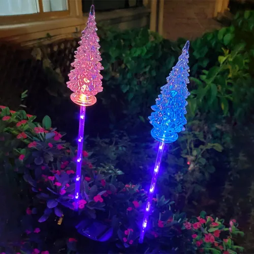 Vista 5 de Luces decorativas solares, luces de estaca de jardín impermeables para exteriores, luces solares para árbol de Navidad, 2 paquetes, luces LED