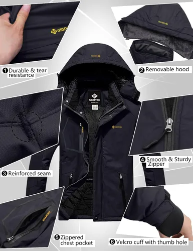 Vista 6 de GEMYSE - Chaqueta de esquí impermeable resistente al viento lluvia y nieve para hombre