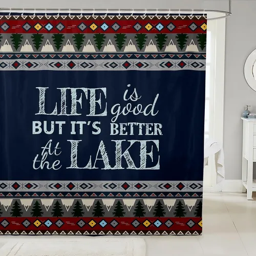 Vista 9 de Erosebridal Cortina de ducha náutica para niños y niñas, juego de cortinas de ducha de baño azul y blanco océano 72 x 72 pulgadas, cortina de ducha