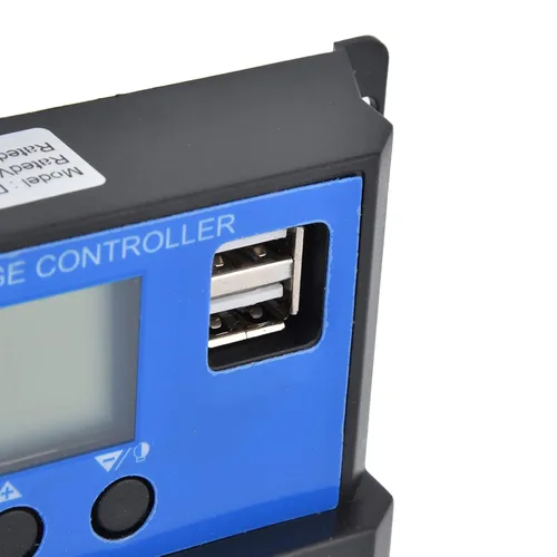 Vista 5 de Controlador solar, controlador solar DC 12V-24V, regulador inteligente de batería de panel solar con controladores de energía renovable dobles (10A)