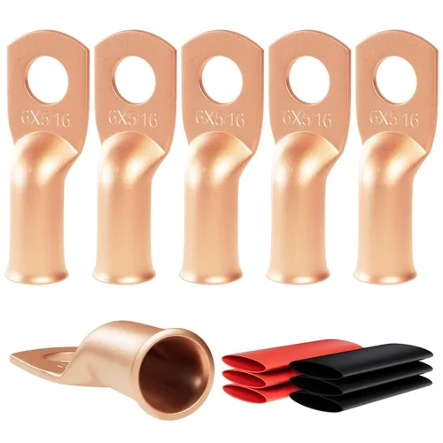 Vista 29 de 6 piezas 1/0 AWG - 1/2" (M12) Sanuke Terminales de anillo para cable de alambre con conectores de extremos resistentes para cable de batería, ojales