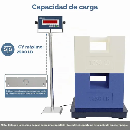 Vista 3 de Báscula de suelo industrial resistente de 24 x 24 pulgadas, 2500