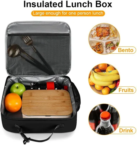 Vista 6 de Lonchera reutilizable con diseño de flores de hibisco blanco, bolsa de almuerzo aislada, lonchera para comida y alimentos, bolsa de mano