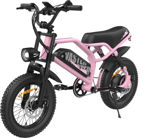 Vista 12 de VDL Bicicleta eléctrica de montaña para adolescentes/adultos, bicicleta eléctrica de neumático grueso de 16 pulgadas, motor de asiento más ancho