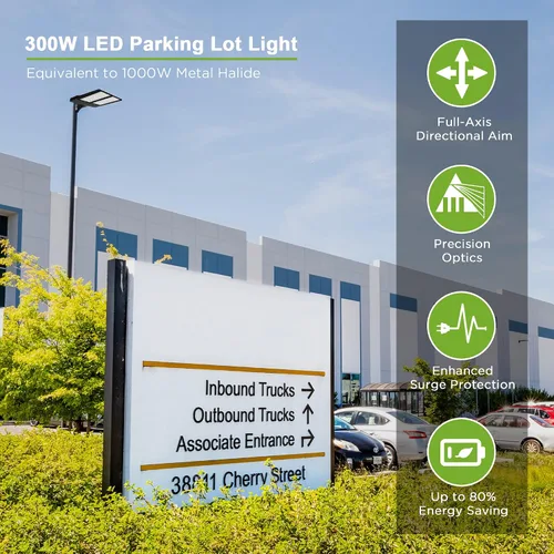 Vista 7 de Luz LED de estacionamiento de 300 W con fotocélula del atardecer al amanecer, ajustable, montaje deslizante, caja de zapatos, luz LED para cancha
