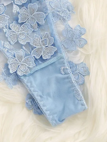 Vista 4 de Floerns Conjunto de lencería sexy con encaje y tanga para mujer