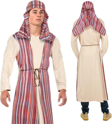 Vista 3 de Jenaai 4 piezas de disfraz de Jesús adulto para hombres de Navidad, vestido de Jesús, diadema de cinturón para Halloween, Navidad, Pascua, Jesús