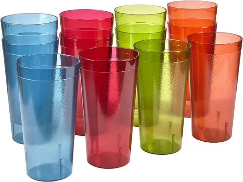Vista 12 de Café. 16 piezas, resistente a la rotura, 20 oz. Vasos para bebidas con calidad de restaurante, Multicolor