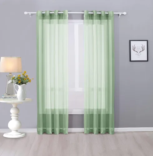 Vista 26 de Interior Trends Ariana - Juego de 2 cortinas de gasa transparente totalmente cosida con ojales (63 pulgadas de largo, beige)