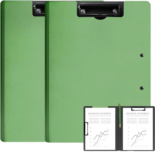 Vista 8 de Carpeta portapapeles plegable A4, carpeta portapapeles de oficina con clip de metal de doble clip, portapapeles de almacenamiento plegable de 360