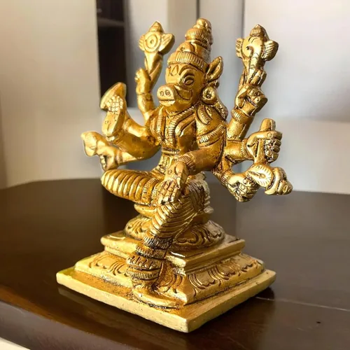 Vista 6 de LOVENSPIRE Estatua de la diosa Varahi Devi Amman de latón macizo para Pooja (3 pulgadas) – Ídolo de la deidad espiritual india para decoración